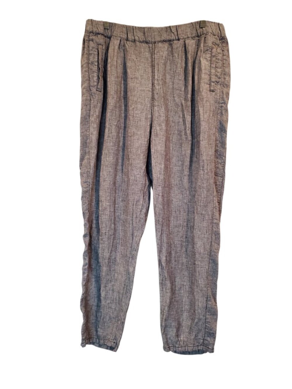 CASLON Linen Ankle Pants Pull-On – Blue/Grey Chambray-look – Size L